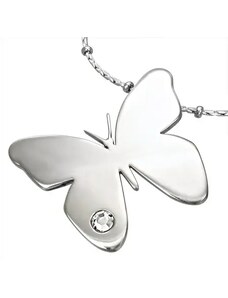 Šperky Eshop - Prívesok z chirurgickej ocele, lesklý motýľ s čírym zirkónikom G2.17