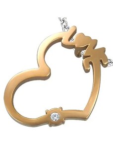 Šperky Eshop - Oceľový prívesok medené srdce LOVE G21.03