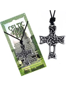 Šperky Eshop - Čierna šnúrka na krk a lesklý prívesok, kríž z keltského uzla P3.20