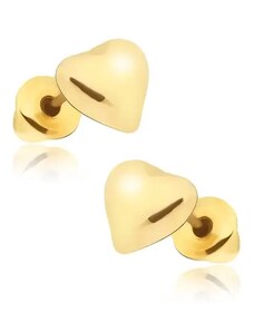 Šperky Eshop - Puzetové náušnice zlatej farby, súmerné srdce R16.03