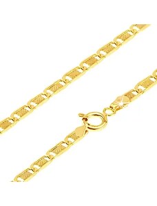 Šperky Eshop - Zlatá retiazka 585 - ploché podlhovasté články s mriežkou, 500 mm S3GG23.04