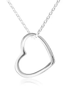 Šperky Eshop - Náhrdelník - kontúra súmerného srdca, ligotavá retiazka, striebro 925 V06.07