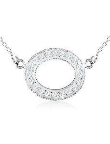 Šperky Eshop - Strieborný náhrdelník 925, ovál zdobený čírymi zirkónmi a guličkami SP04.07