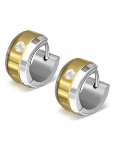 Šperky Eshop - Náušnice z ocele 316L v zlato-striebornej farebnej kombinácii, číry zirkón S86.12