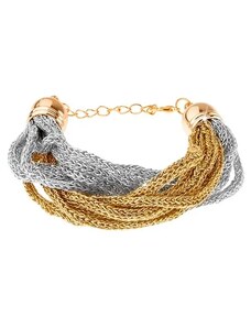 Šperky Eshop - Náramok, pletené retiazky z mäkkých vlákien, zlatá a strieborná farba X47.16