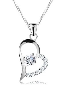Šperky Eshop - Strieborný náhrdelník 925, číry zirkón v asymetrickej kontúre srdca, retiazka AC21.30