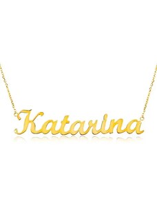 Šperky Eshop - Zlatý nastaviteľný náhrdelník 14K s menom Katarína, jemná ligotavá retiazka S3GG198.21