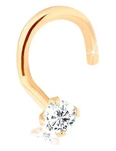 Šperky Eshop - Piercing do nosa z 9K zlata, zahnutý, s ligotavým diamantom, 1,5 mm S3BT500.91