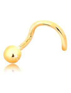 Šperky Eshop - Zlatý zahnutý piercing do nosa 585 - lesklá guľôčka, 2,5 mm GG17.08