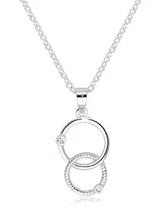 Šperky Eshop - Lesklý náhrdelník zo striebra 925 - dva prepletené obrysy kruhov so zirkónmi čírej farby A04.13