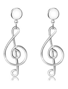 Šperky Eshop - Puzetové strieborné 925 náušnice - hudobný motív, husľový kľúč T11.14