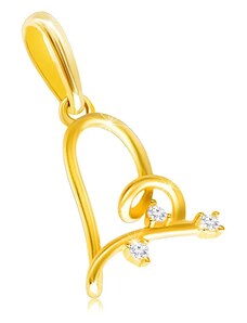 Šperky Eshop - Diamantový prívesok v 14K žltom zlate - nepravidelné srdiečko zdobené briliantmi S3BT506.21