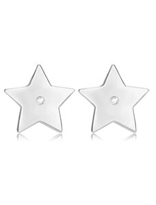 Šperky Eshop - Briliantové náušnice v striebre 925 - päťcípa hviezda s diamantom, puzetky X16.13