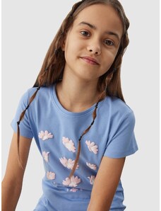 4F Dievčenské tričko z organickej bavlny - denim
