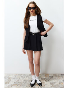 Trendyol Collection Black Belted Woven Shorts