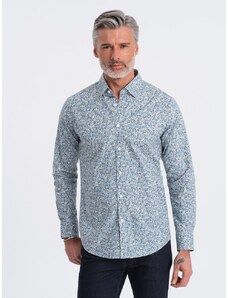Ombre Clothing Svetlá modrá košeľa s kvetinovým vzorom V1 SHPS-0163