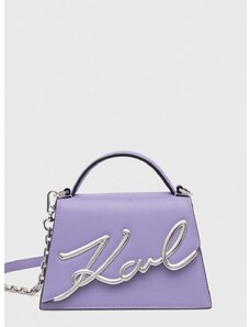 Kožená kabelka Karl Lagerfeld fialová farba