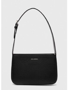 Kožená kabelka Karl Lagerfeld čierna farba