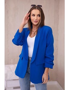 MladaModa Elegantné sako s nariasenými rukávmi model 9709 farba kráľovská modrá