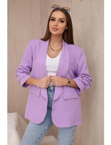 MladaModa Elegantné sako s nariasenými rukávmi model 9709 farba lila