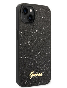 Apple iPhone 14 Guess Glitter Flakes Metal Logo Puzdro čierna