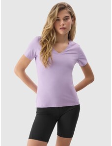 4F Dámske tričko z organickej bavlny bez potlače - fialové