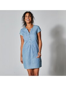 Blancheporte Rovné denimové šaty s gombíkovou légou zapratá modrá 052