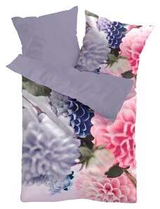 bonprix Obojstranná posteľná bielizeň s veľkými kvetmi, farba fialová, rozm. 1x 80/80 cm, 1x 135/200 cm