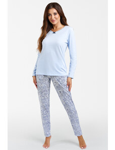 Italian Fashion Dámske bavlnené pyžamo Salli mega soft nebesky modré, Farba nebesky modrá