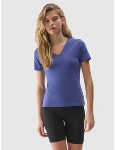 4F Dámske tričko z organickej bavlny bez potlače - tmavomodré