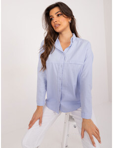 Fashionhunters Light blue button-down oversize shirt