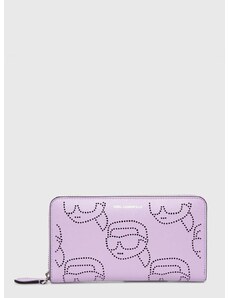 Kožená peňaženka Karl Lagerfeld dámsky, fialová farba