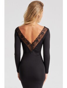 Cool & Sexy Women's Black Lace Detailed Midi Dress