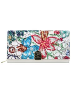 Dámska kožená peňaženka biela/kvetinová - Gregorio Cassandra farebná