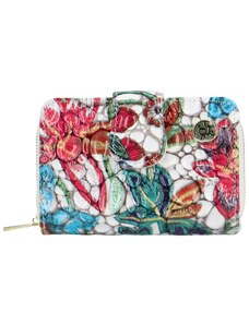 Dámska kožená peňaženka biela/kvetinová - Gregorio Elisabeth farebná