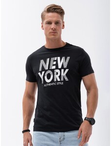 Ombre Clothing Čierne tričko s nápisom V3 TSPT-0124