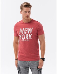 Ombre Clothing Červené tričko s nápisom V4 TSPT-0124