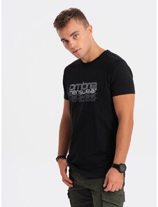 Ombre Clothing Čierne tričko s nápisom V3 TSPT-0160