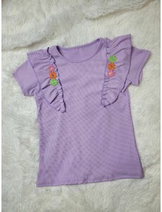 Dievčenské tričko s kvietkami fialové