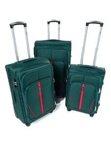 Rogal Zelená sada 3 nepremokavých kufrov "Practical" + expander - veľ. M, L, XL