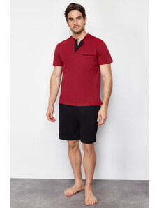 Trendyol Collection Klaretová červená pletená pyžamová súprava s šortkami