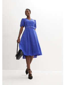 bonprix Šaty s opaskom z čistého plátna s dierkovanou výšivkou, farba modrá, rozm. 50