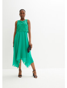 bonprix Šifónové šaty s čipkou, farba zelená