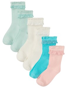 bonprix Ponožky s volánikom, bio bavlna (6 ks), farba zelená, rozm. 27-30