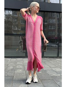 Madmext Ružové zapínané úpletové dámske šaty Mg1648
