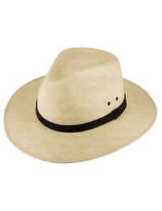 Fiebig - Headwear since 1903 Letný panamský klobúk Fedora - ručne pletený - s koženým pásikom - Ekvádorská panama