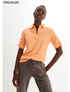 bonprix Polo tričko s hodvábnym podielom, farba oranžová