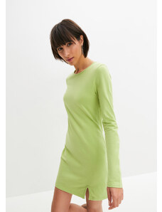 bonprix Úpletové šaty s rozparkom, farba zelená