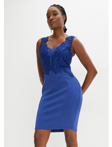 bonprix Púzdrové šaty s čipkou, farba modrá