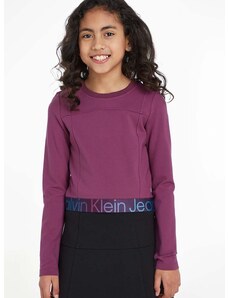 Detské tričko s dlhým rukávom Calvin Klein Jeans fialová farba